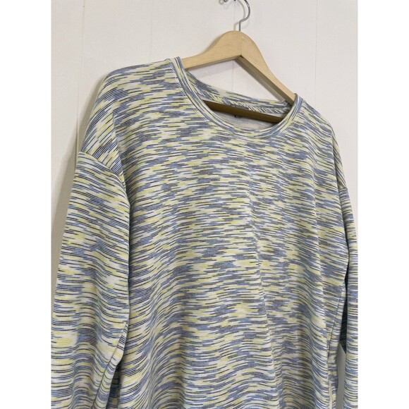 T by Talbots XL Sweatshirt Crewneck Classic French Terry Pullover Blue/Yellow - Picture 5 of 16